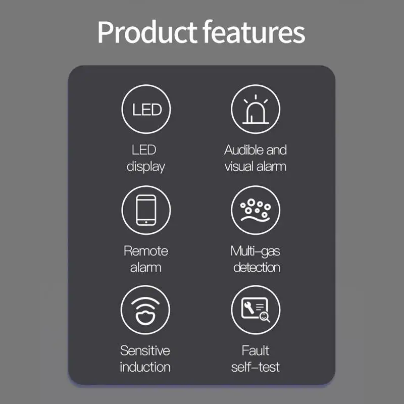 Detector inteligente de fugas de Gas, Sensor de alarma de Gas Natural, LED, Wifi, funciona con Smartlife