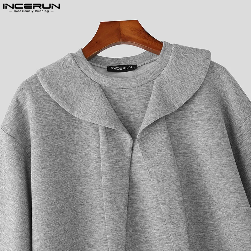INCERUN الصيف الرجال تي شيرت موضة نصف كم بلايز المحملة بلون Blusas ملابس للرجال ملابس الشارع الشهير بلايز تي شيرت كبير الحجم