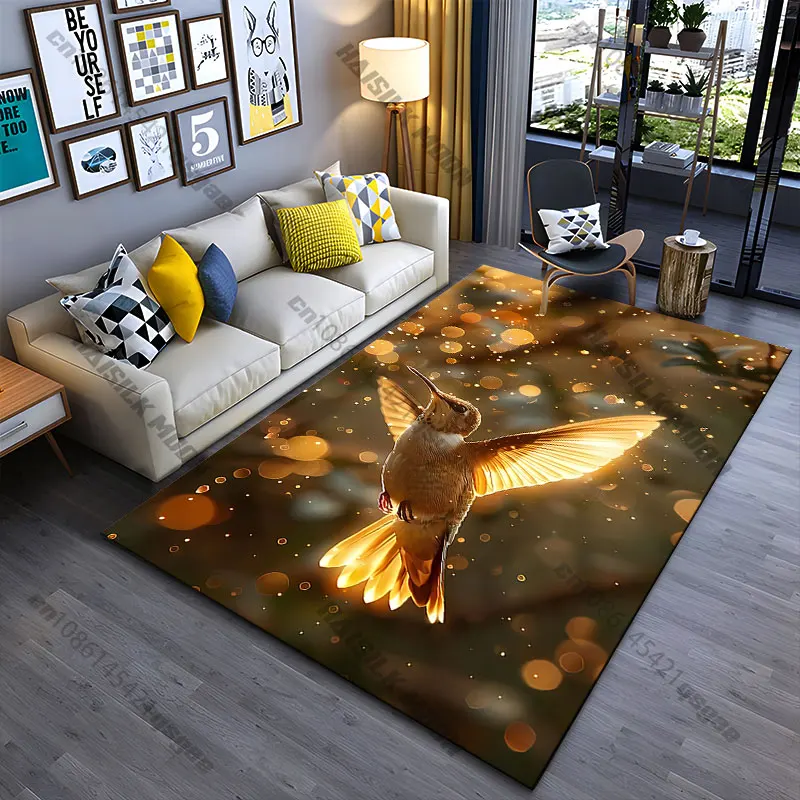 Hummingbird glowing amidst golden light carpet Yoga living room room decor children's crawling mat doormat area rug
