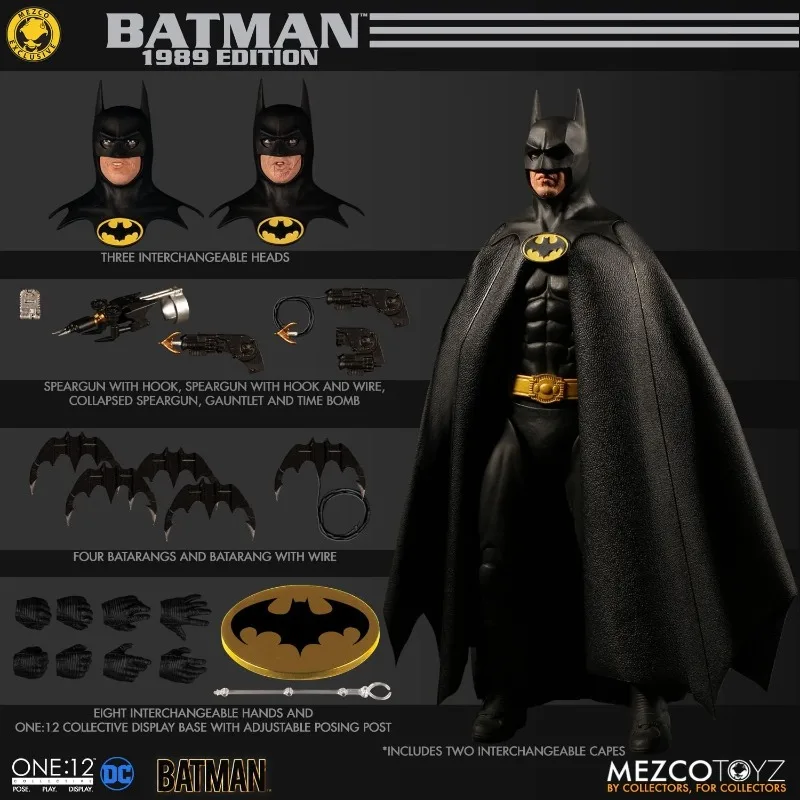Mezco One:12 Collective 1989 Batman Michael Keaton Figura de Acción Coleccionable a Escala 1/12 Modelo de Juguete Regalo
