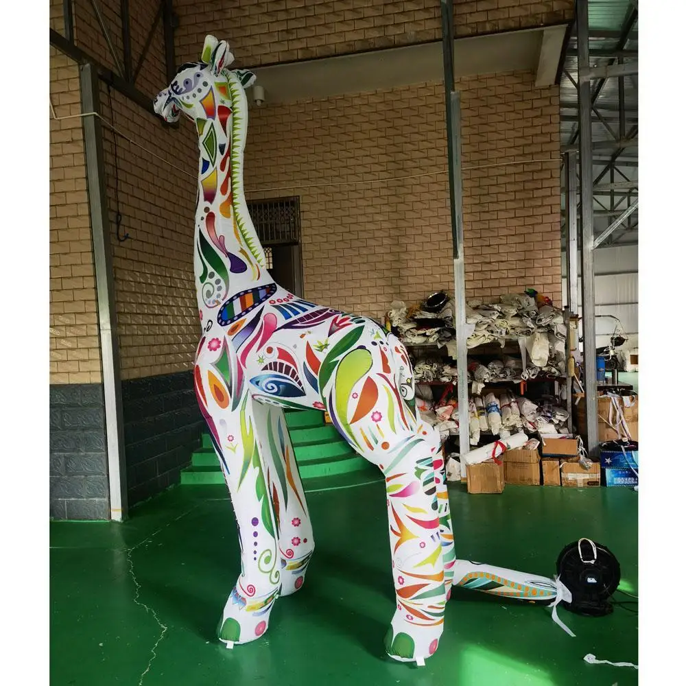 3m/10ft Colorful Inflatable Giraffe Advertising Animal Toy Cartoon For Zoo Outdoor Giant Decoration Circus Event