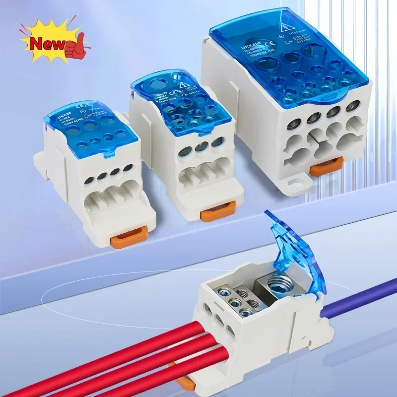 Din Rail Terminal Block UKK 80/125/160A Distribution Box One In Multiple Out Power Universal Wire Electrical Connector Junction