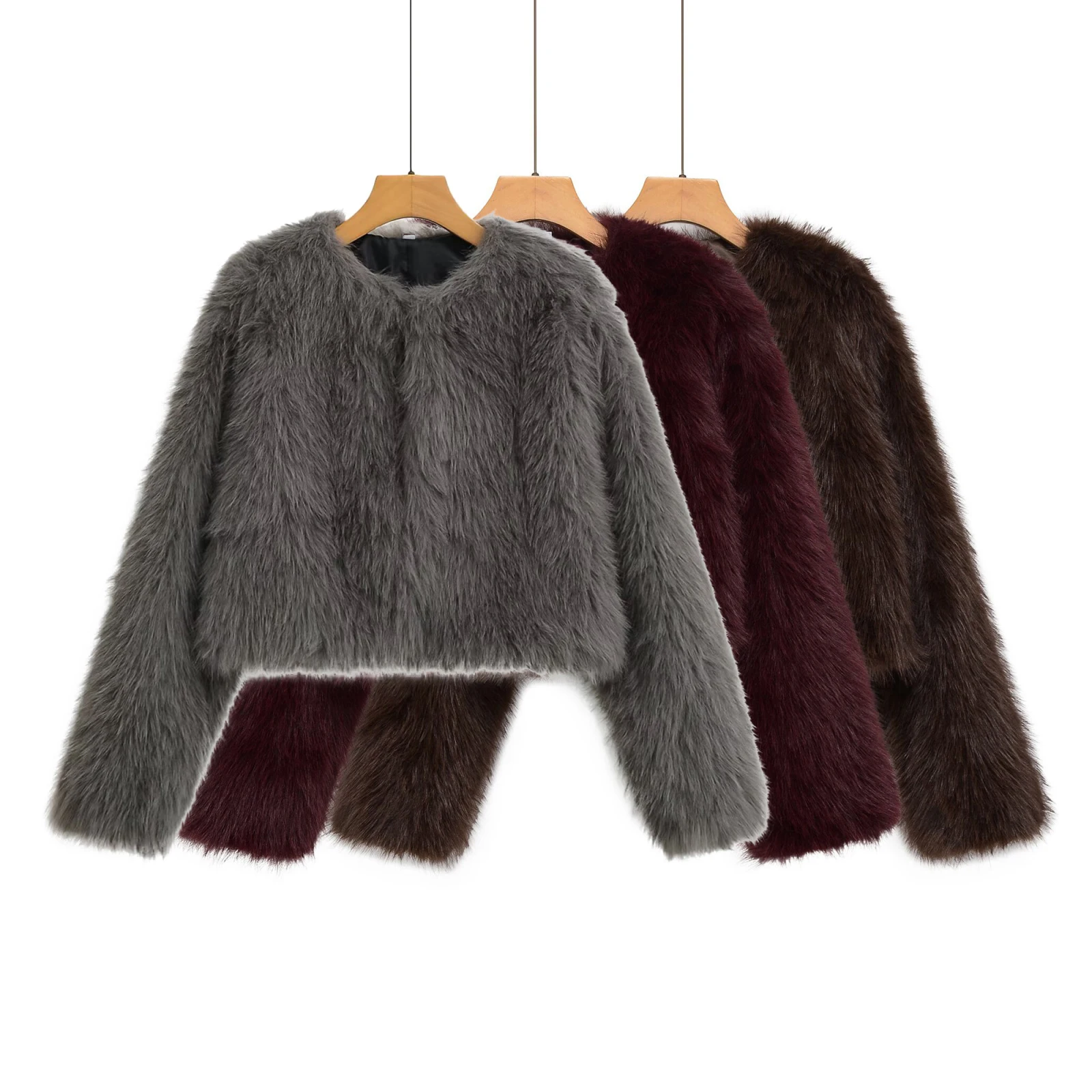 

European and American style women's clothing new 2025 winter artificial fur effect short jacket jacket