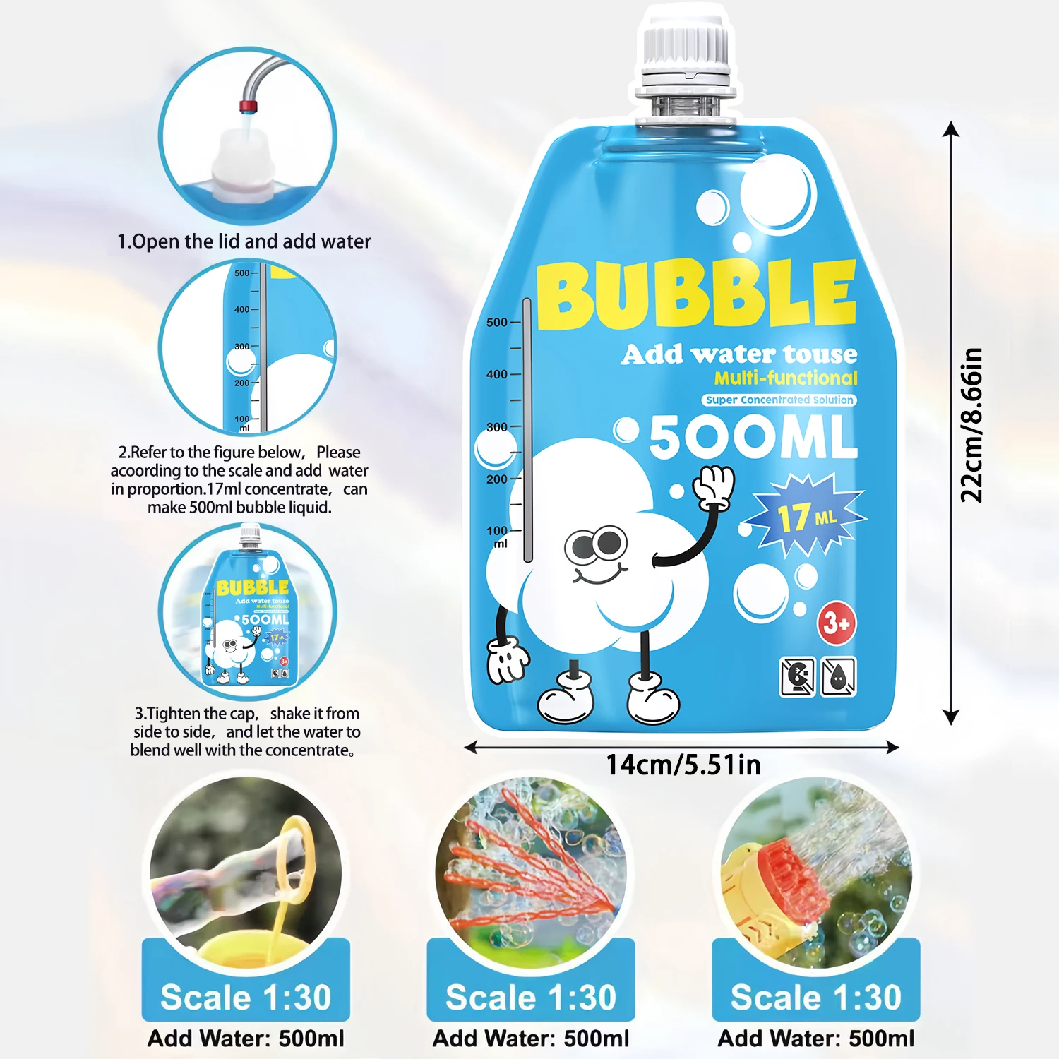 Geconcentreerde bellenoplossing voor bellenmachines, gigantische toverstokjes en blazers - voor verjaardagsfeestjes voor kinderen