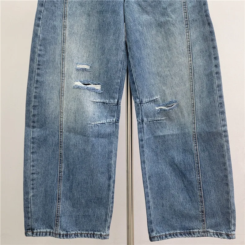 ANJY 2026 All'inizio della Primavera Nuove Donne di Modo Lavato Strappato Streetwear Jeans Distressed Versatile Alla Moda Loose Fit Pantaloni In Denim A17244