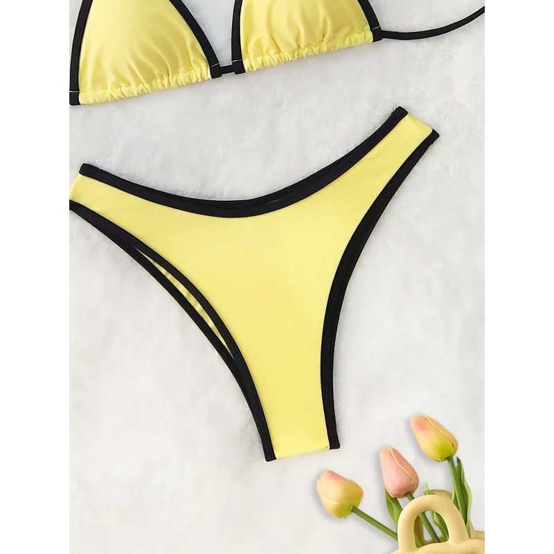 2025New Year's Halter Neck Tie Bikini Two-Piece Swimsuit Summer Beach Vacation for Women