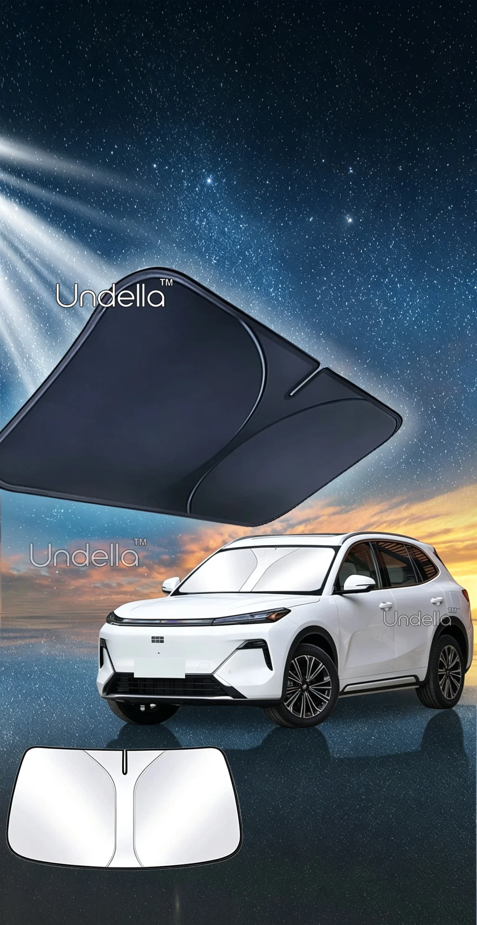 Für Geely Starray EM-i EX5 EM-i 2026 2027 2025 Windschutzscheiben-Sonnenschutz, faltbarer Sonnenblendschutz, blockiert UV-Strahlen, Zubehör – Detail 4