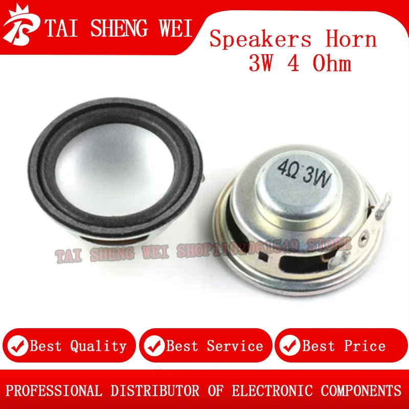 2pcs Speakers Horn 3W 4 Ohm Diameter 4CM Mini Amplifier Rubber Gasket Loudspeaker 40MM 3W 4R Power Amplifier Sound Speaker