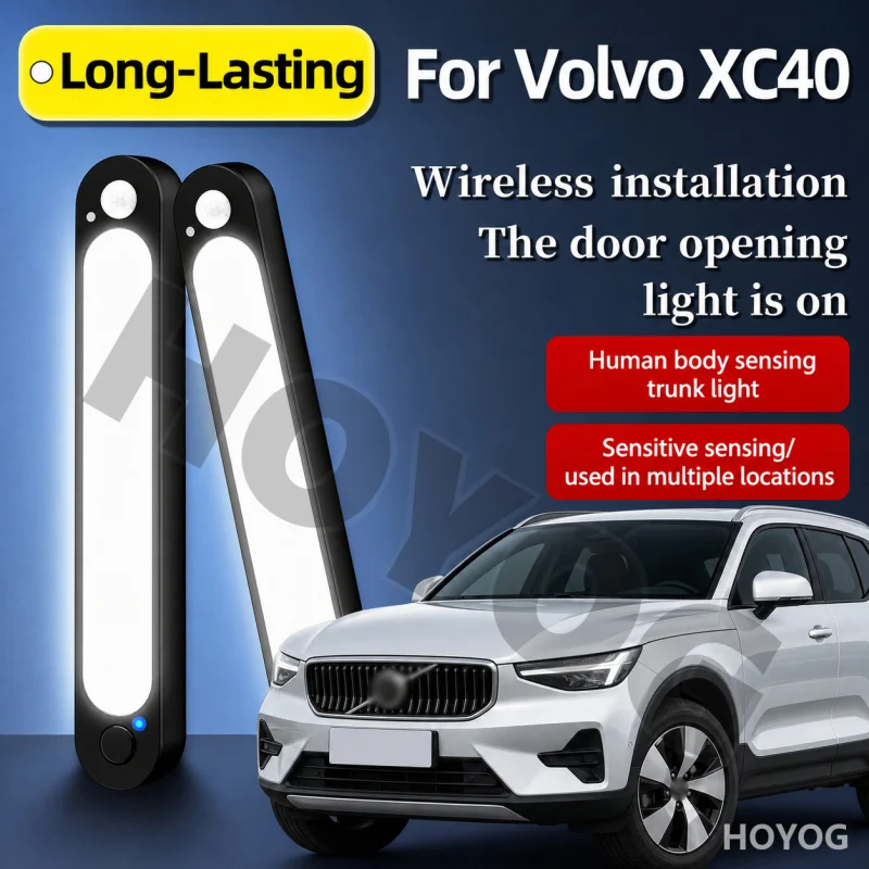 For Volvo XC40 2017-2026 Car Trunk Light LED Lamp Motion Sensor Magnetic USB Rechargeable Boot Cargo Light Compact SUV Cabin