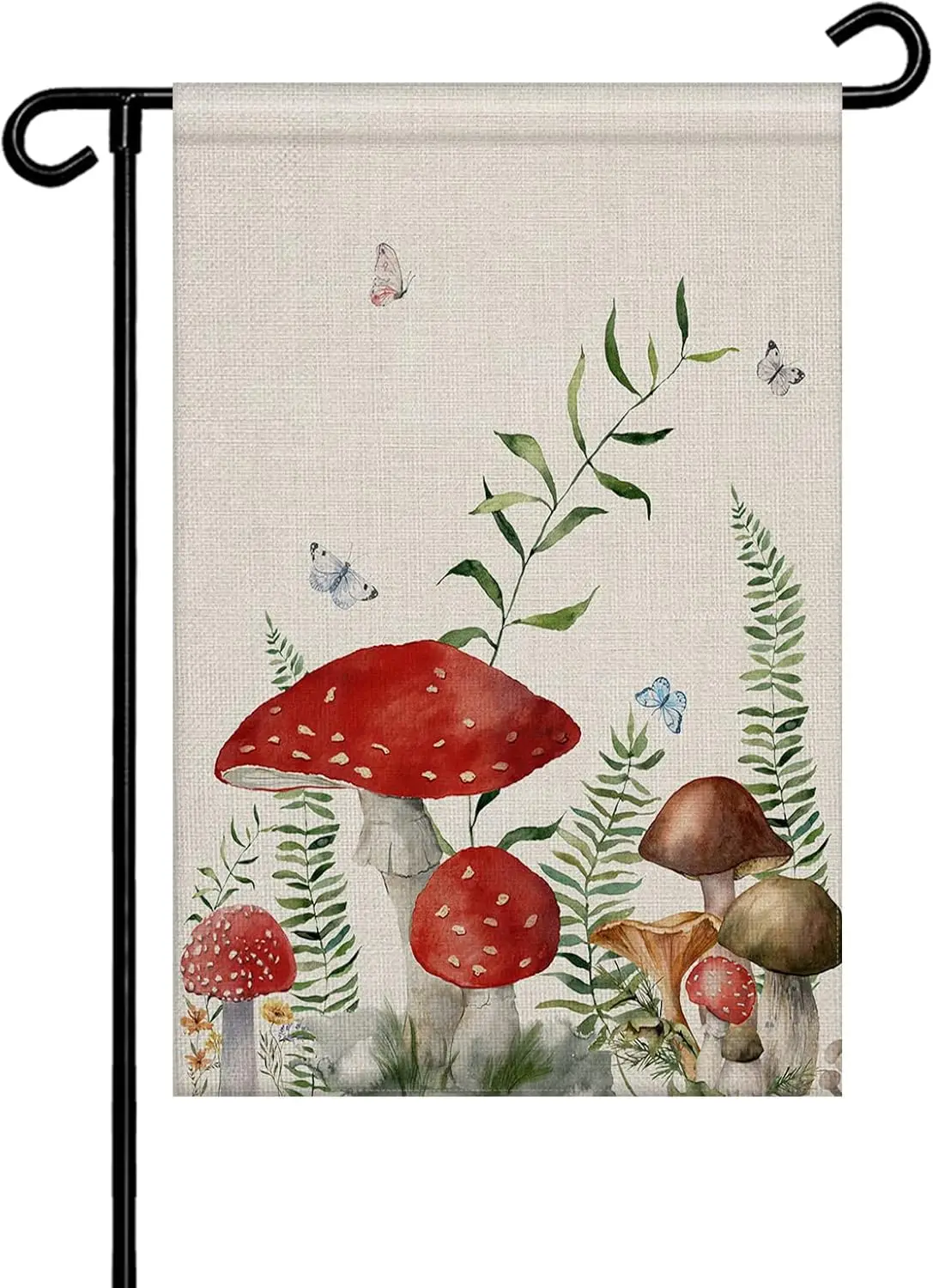 Retro Mushroom Garden Flag 12x18 Double Sided for All Seasons Decorative Welcome Yard Flags for Outside Décor,Boho Butterflies B