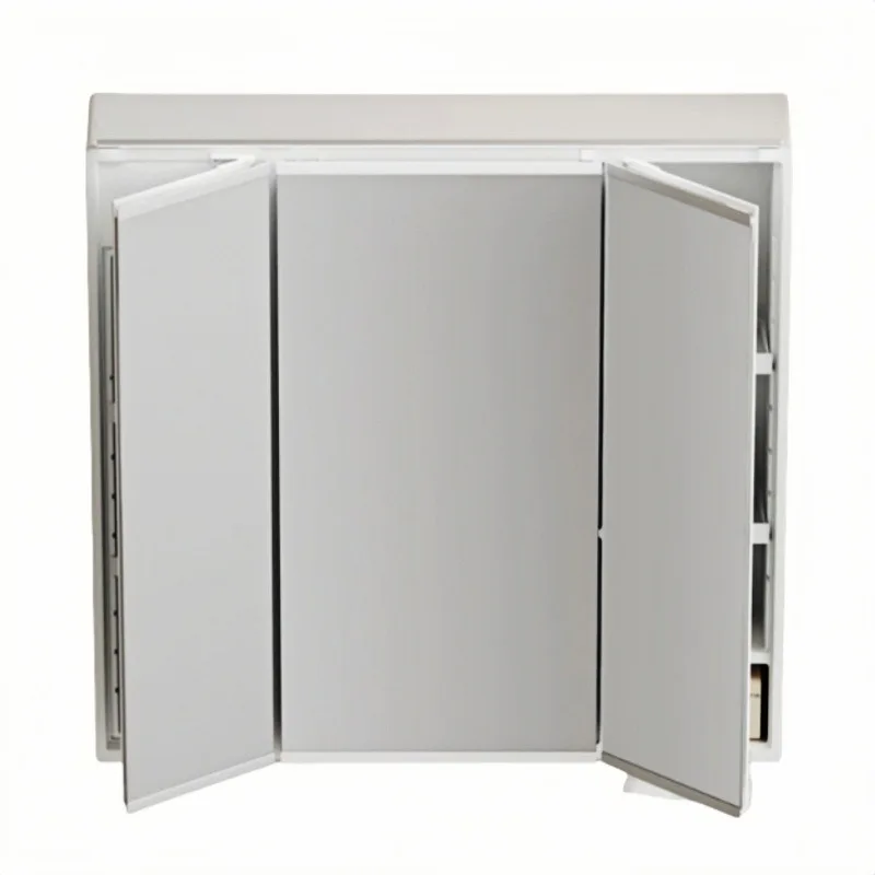 Smart three-fold resin single integrated cabinet bathroom mirror adjustable waterproof wall-mounted storage