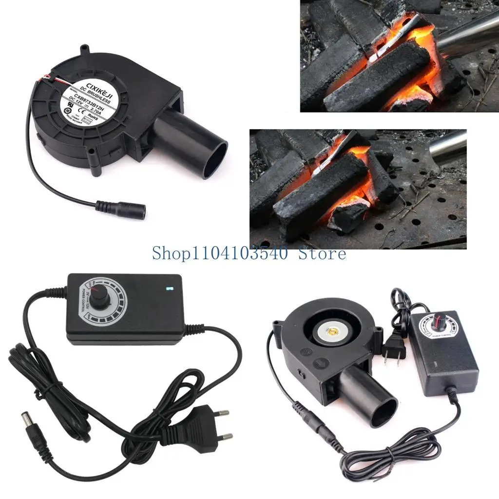 

02DC BBQ Air Blower 12V Регулируемая вентилятор с регулируемыми скоростями вентилятора BBQ Eu/US Plugure
