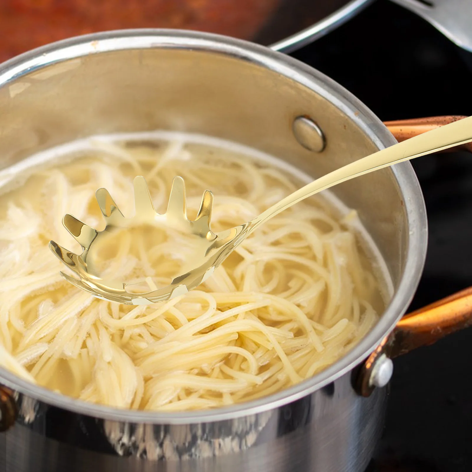 

Stainless Steel Pasta Spoon Noodle Strainer Golden Kitchen Tool Spaghetti Server Colander Utensil for Home Restaurant