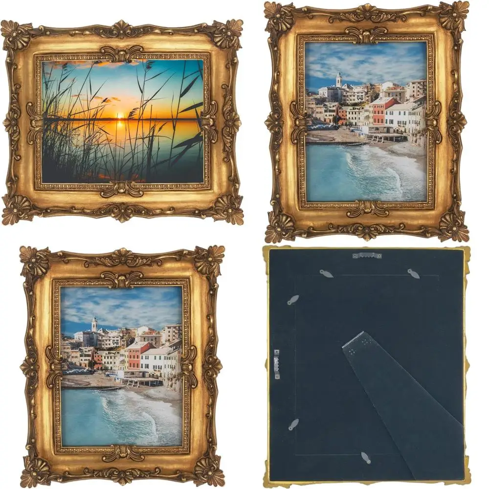 

Elegant Bronze 8x10 Picture Frame with Antique Gold Mat for Wall or Tabletop Display