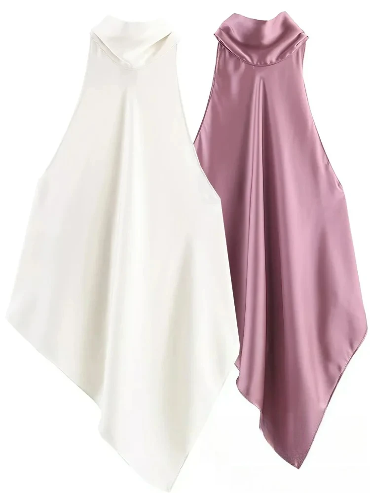 

KONDALA сексуальные шикарные женские топы с лямкой на шее, асимметричный однотонный жилет без рукавов с открытой спиной, новая мода 2025, осенние праздничные топы