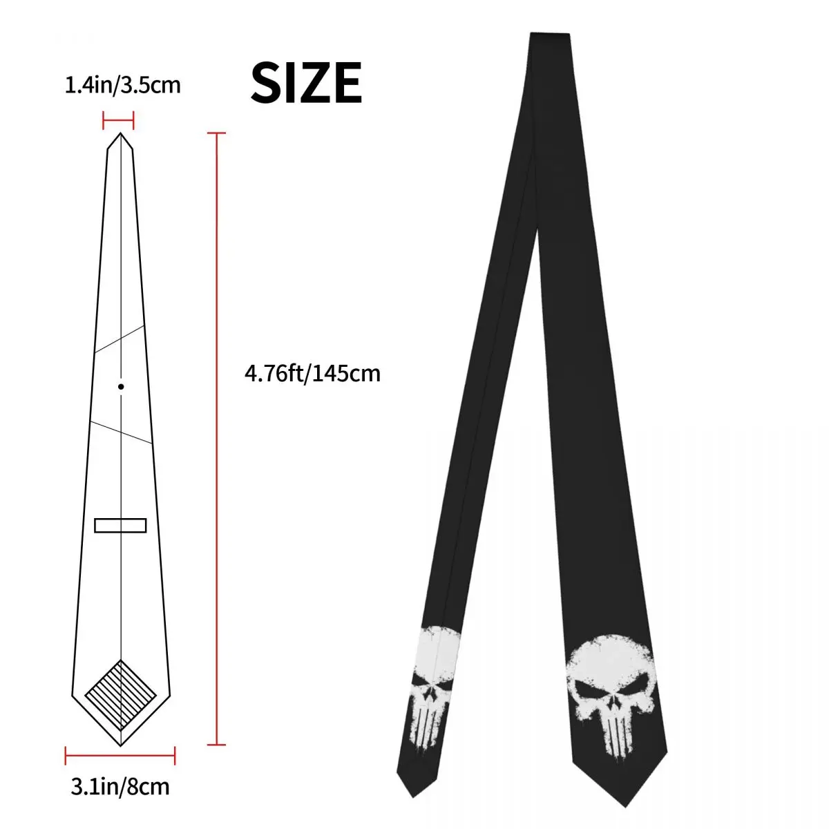 Skull Neckties Men Women Polyester 8 cm Punisher Neck Tie for Men Silk Narrow Suits Accessories Gravatas Wedding Cosplay