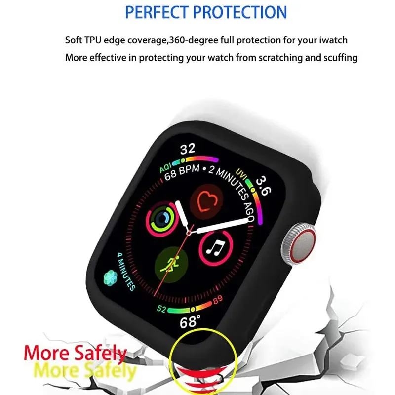 Soft Silicone Case For Apple Watch 8 45mm 7 41mm 42mm 38mm 40mm 44mm Protection Shell Cover For iWatch Series 8 7 6 5 4 3 SE