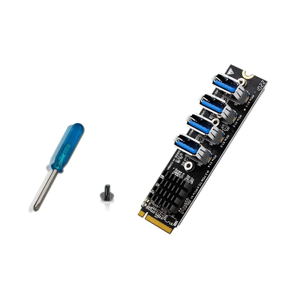 NEW M.2 PCIE Riser Card for 4-port MKEY PCI-E X1 Adapter Module 1 To 4 Expansion Board