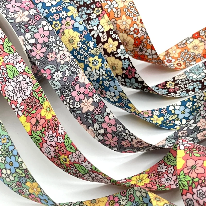 Double Face Floral Printed Fabrics Ribbon 2.5-4cm 3Yards For Handmade DIY Craft Bows Scrapbook Easter Wedding Deco Gift Packing