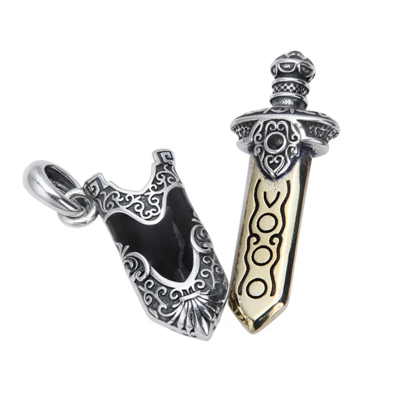 S925 Sterling Silver Charms Pendants for Women Men New Fashion Brass Sword Scabbard Detachable Jewelry Wholesale