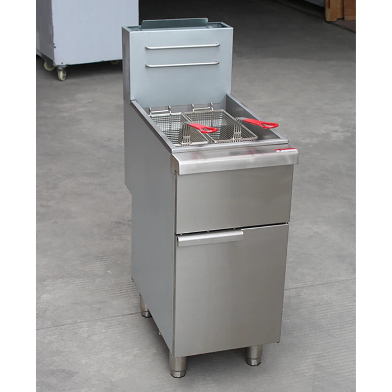 Stainless steel potato chip fryer, vertical gas temperature control