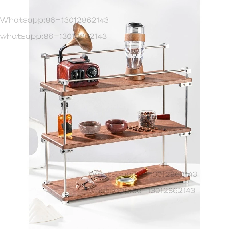 

Tabletop rack, black walnut cup holder, multi-functional three-layer ornament display rack