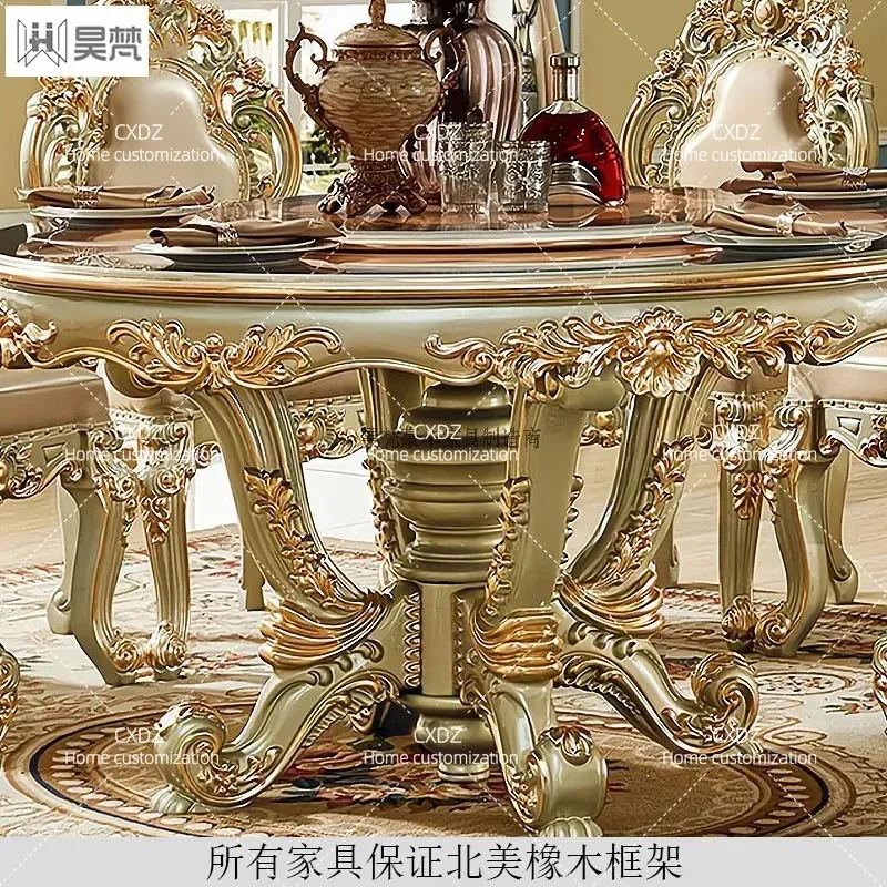European round dining table round table high-end luxury living room dining table dining chair combination