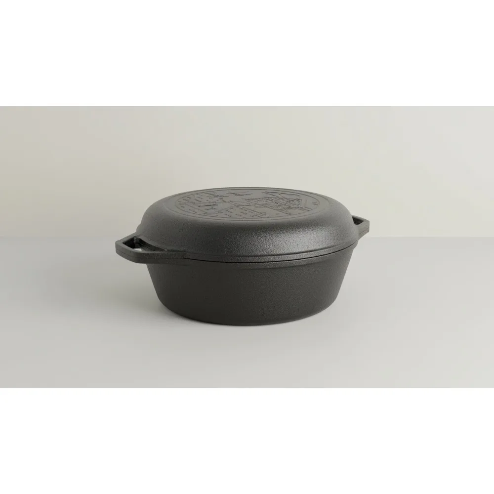 

3.2 Quart Cast Iron Combo Cooker, Versatile Outdoor Cooking for Adventurers, Even Heat Retention