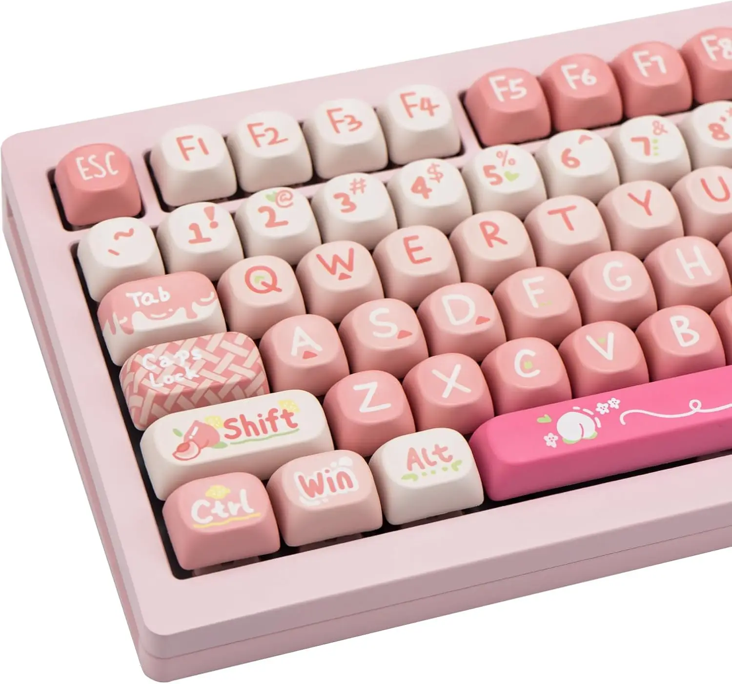 

128 Key Peach PBT Keycap Set MOA Profile Keycaps for for Cherry Gateron MX Switches Mechanical Gaming Keyboard (Pink)