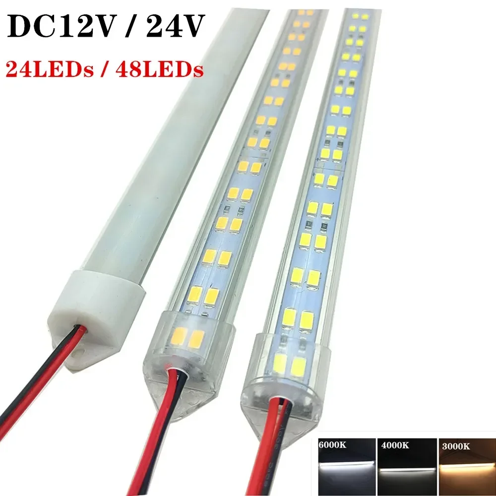 DC12V/24V 24/48 LED Light Strip Hard Rigid Strip Bar Light Aluminium shell+pc cover 5730 Lights Strip For DIY