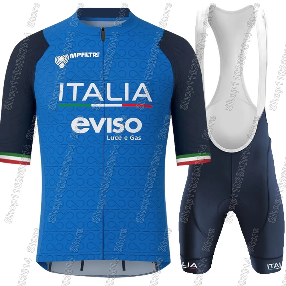 Italy Cycling Jersey Team 2026 Set Italian Blue Cycling Clothing Men Short Sleeve Kit Road bike Shirt Bicycle Bib Shorts Maillot