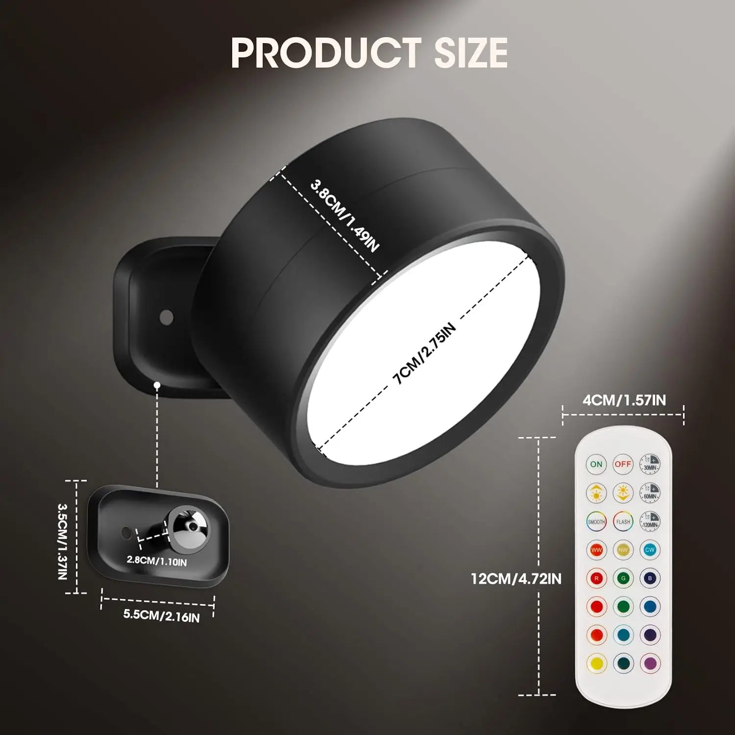 Lâmpada de toque de luz de parede LED USB recarregável regulável brilho de 3 níveis magnético montado na parede 360 °   Luminária de decoração de