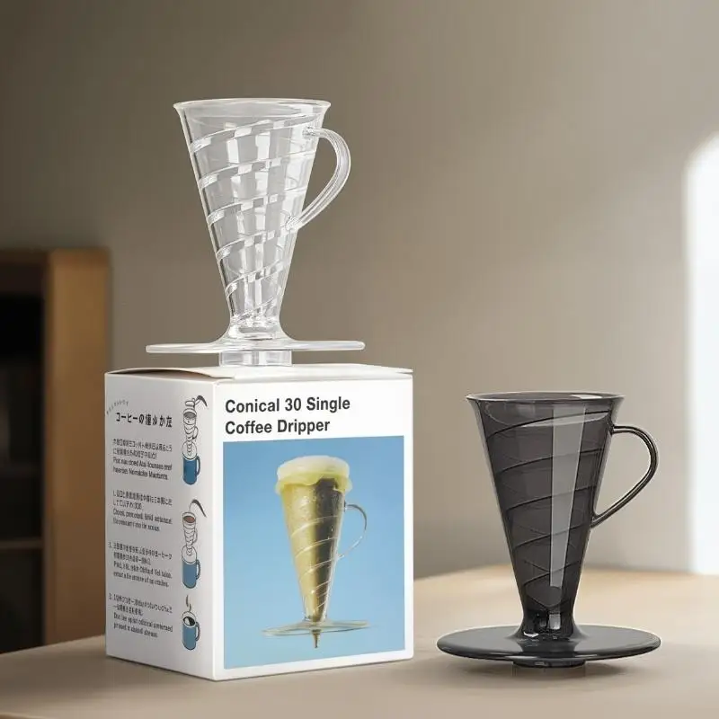 Clear Conical Coffee Dripper Food Grade Spiral Pour Over Coffee Maker for Home Office Cafe Barista Use