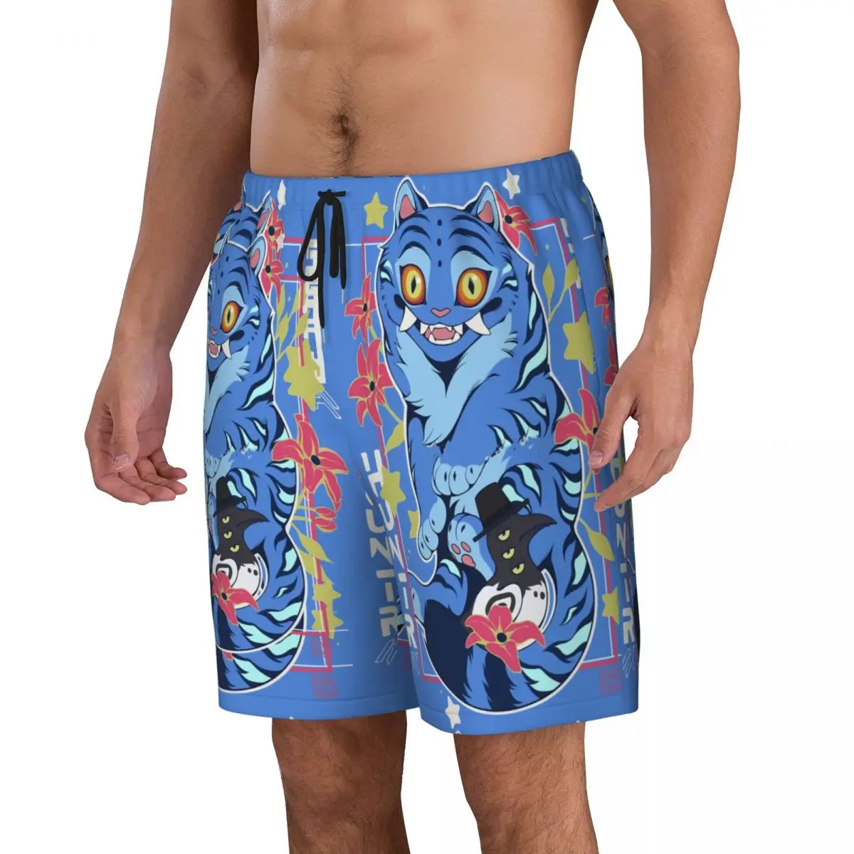 ملابس السباحة KPop شيطان الصيادين النمر مجلس السراويل الصيف شورتات للبحر عادية الرجال المطبوعة الرياضة سريعة الجافة الشاطئ جذوع