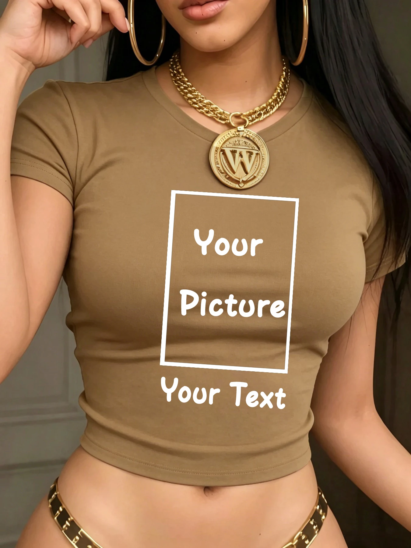 Customize Logo Picture Text Crop T-Shirts Women y2k Crewneck Tee Shirt Breathable Cotton Woman Short Sleeve Summer Slim Clothing