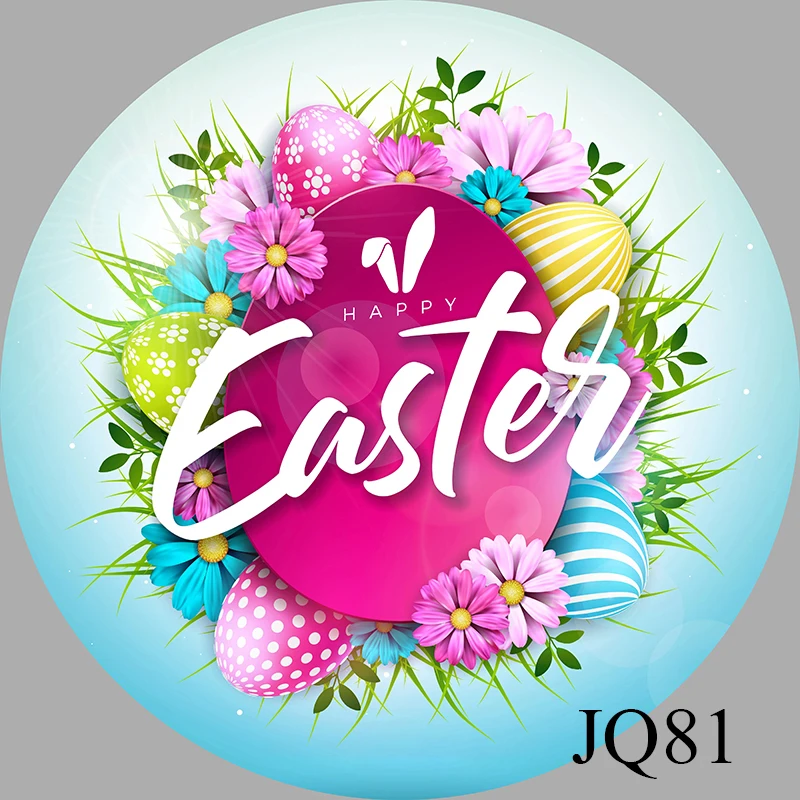 سعيد عيد الفصح غطاء خلفية مستديرة للتصوير الفوتوغرافي الربيع حديقة أرنب زهرة الأرنب الاطفال عيد ميلاد ديكور الطفل صورة خلفية #3