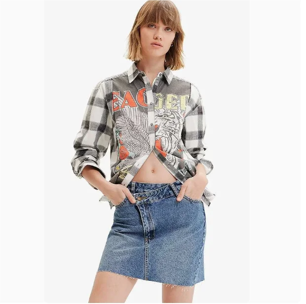 Foreign trade original order, Spanish embroidery and printing, fashionable and casual new product, button up summer shirt