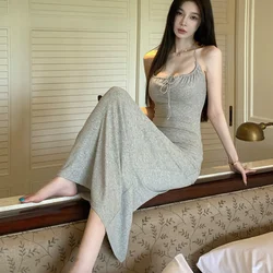 Summer Women Sexy Spaghetti Strap Homedress Backless U-neck Long Nightdress Pajamas Dress Female Hot Sling Lingerie Nightwear