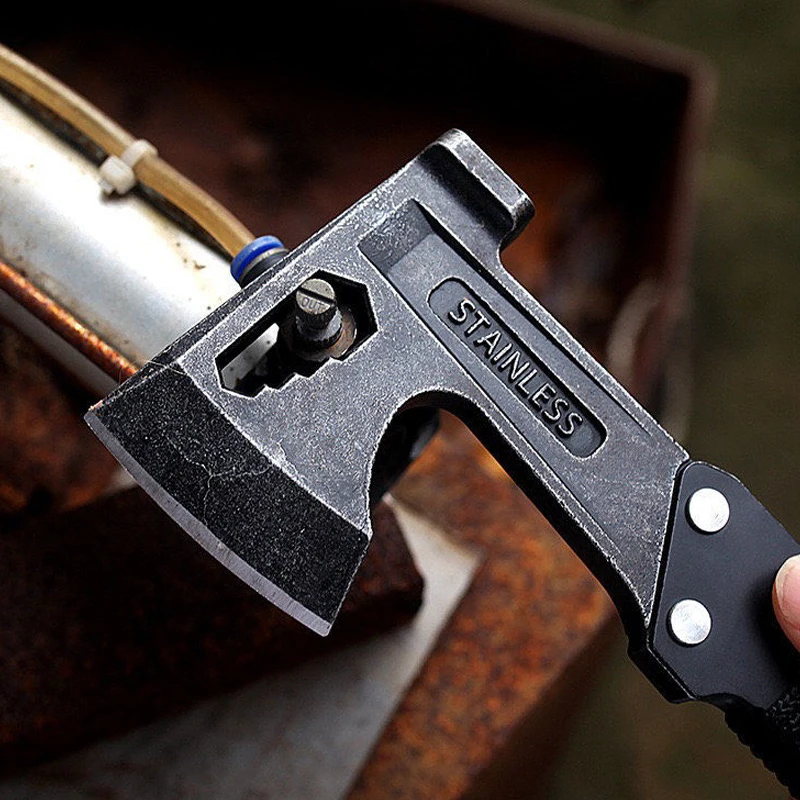 Outdoor Portable EDC Tactical Axe Multifunctional Camping Hammer Vehicle Emergency Window Breaking Tool