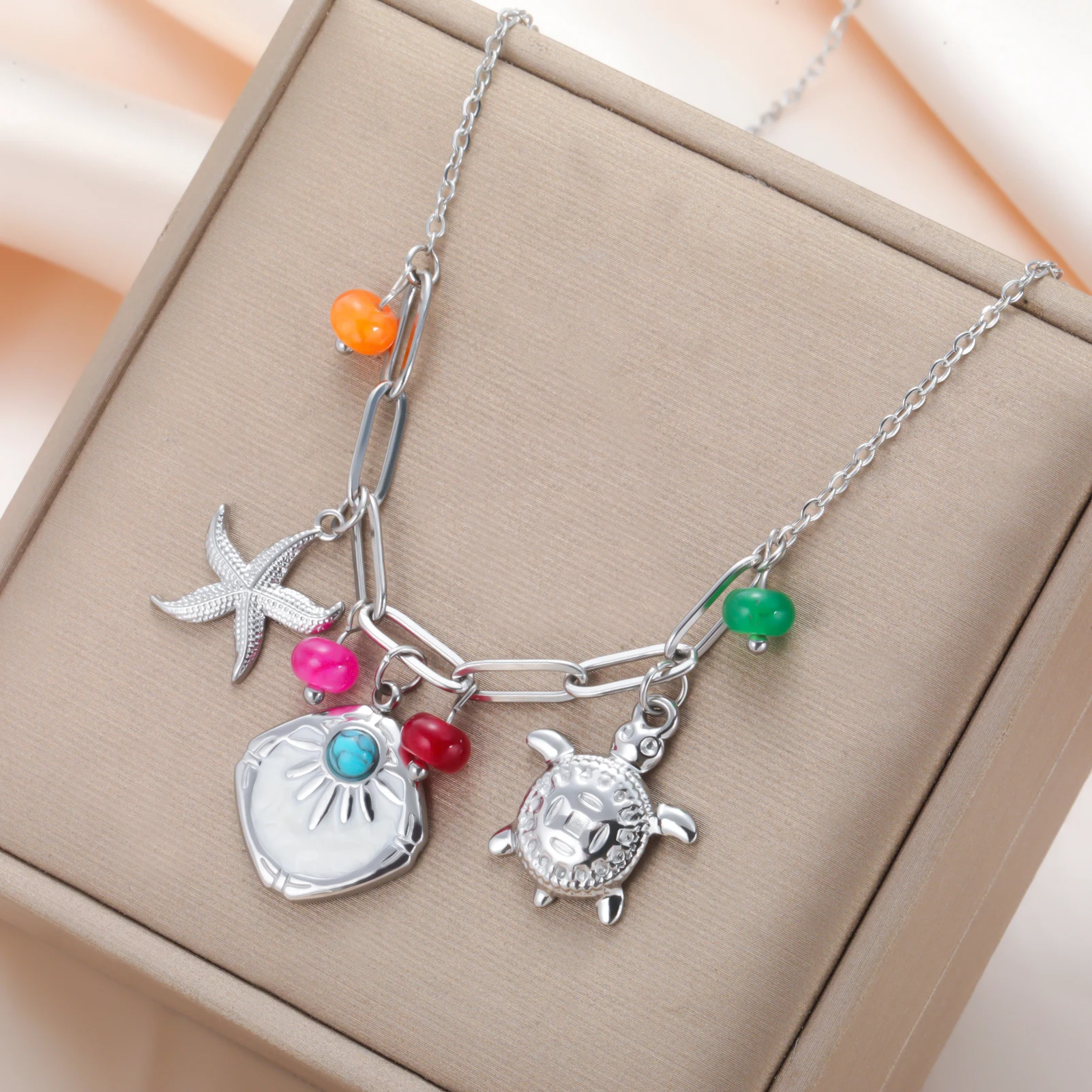Cazador العصرية الشمس السلاحف نجم البحر المرأة قلادة مجوهرات من صلب لا يصدأ البحر شاطئ عطلة حفلة عيد ميلاد هدايا بالجملة