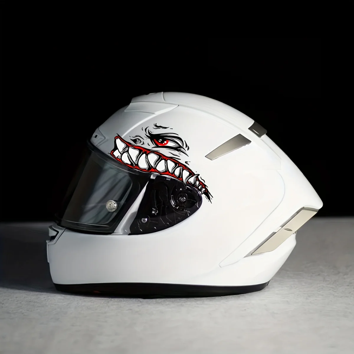 قطعتان من ملصقات تزيين أسنان الشيطان - مقاومة للماء ومتينة من مادة PVC ذاتية اللصق | ملحق خارجي أنيق لخوذة الدراجة النارية، #4