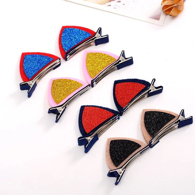 2PCS/Lot Little Girls Barrettes Cute Cat Ears Hair Clip Children Safety Hairpin Headband for Kids Hair Accessories