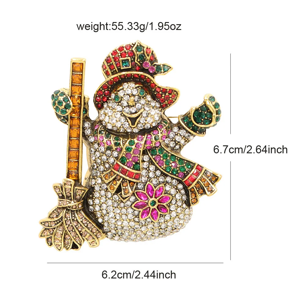 CINDY XIANG Rhinestone Christmas Snowman Brooch Winter Fashion Pin New Design 2024