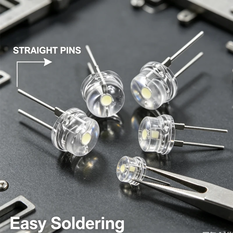 20Pcs 8mm Straw Hat LED Diode, Ultra Bright F8 Light Emitting Diode 0.25W 0.5W 0.75W, Multi Color White Red Yellow Green Blue Pi
