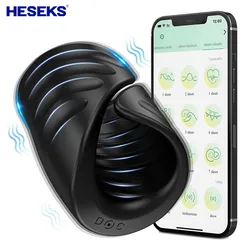 HESEKS – masturbateur masculin, vibrateur d'entraînement du pénis avec application de contrôle, retardement de l'anneau de coq, entraîneur de gland, jouets sexuels pour hommes 18