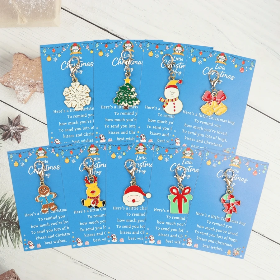 9-Piece Christmas Keychain Set, Featuring Santa Claus, Snowflakes, Gingerbread Man, Bells, Reindeer and Other Decorative Ornaments, Ideal for Giving to Husband, Family, Wife, Holiday Greeting Cards,