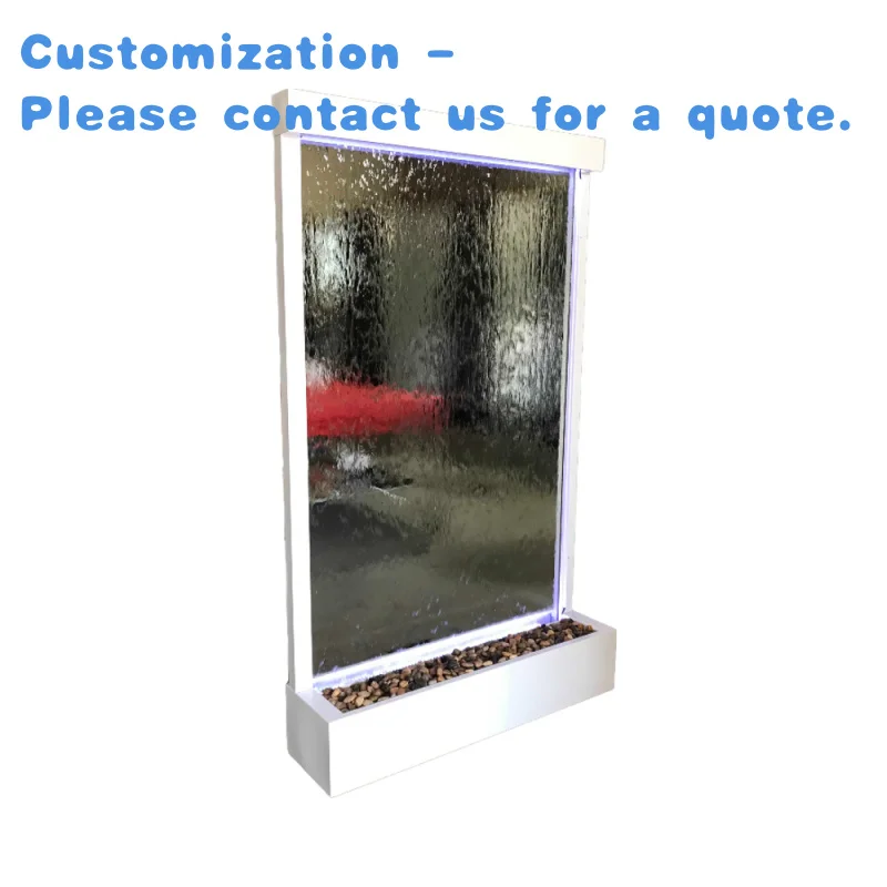 Custom.1.2 * 2m إطار أبيض زجاجي داخلي شلال أرضية نافورة قائمة ديكور المنزل حديقة حلية