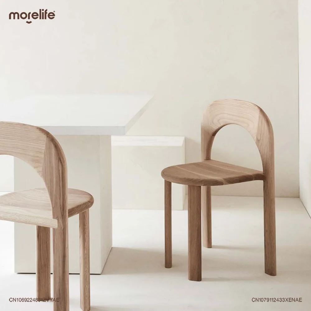 

Nordic Home Backrest Dining Chairs Modern Minimalism Restaurant Stackable Stool Log Leisure Chair Living Room Furniture K01