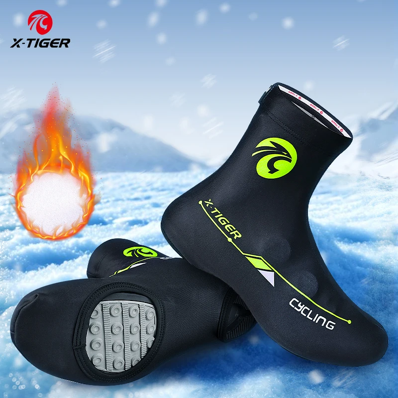 X-TIGER Winter Cycling Sport Shoe Cover Boot Warm Covers Thermal Windproof Overshoes MTB Bicycle Riding Racing Shoes Protector