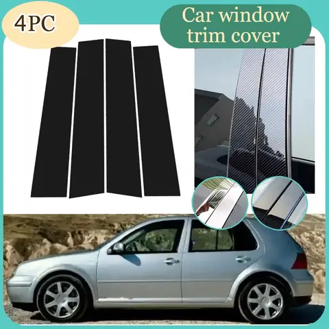 4pcs Glossy Black  Pillar Post  Carbon Fiber  ForVW Golf 4 MK4 1997-2003 1998 1999 2000 2001 Window Door Deal B CCover Sticker